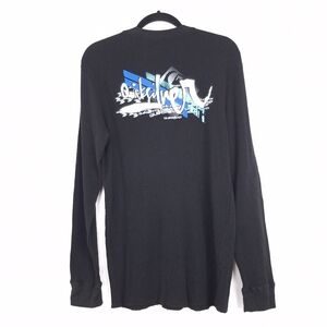 Quiksilver Y2K thermal long sleeve graphic tee T-shirt logo grunge skater black